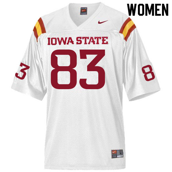 Women #83 DeShawn Hanika Iowa State Cyclones College Football Jerseys Sale-White